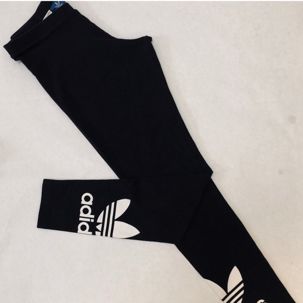 Adidas trefoil black leggings, lightly worn